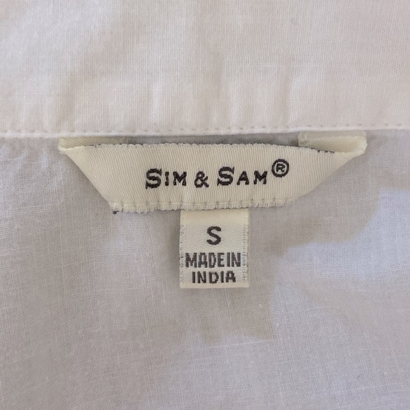 Sim & Sam WHITE POPLIN TIE FRONT RUFFLE TOP - Picture 7 of 9